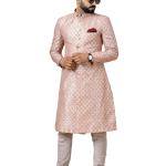 Stunning Rose Gold Banarasi Brocade Achkan | Father Son Combo | Perfect for Grooms Achkan